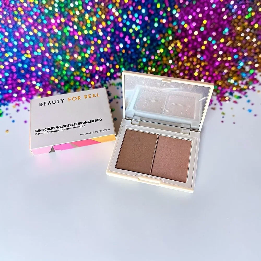 BEAUTY FOR REAL Sun Sculpt Weightless Bronzer Duo in Good Day Sunshine 0.282 oz